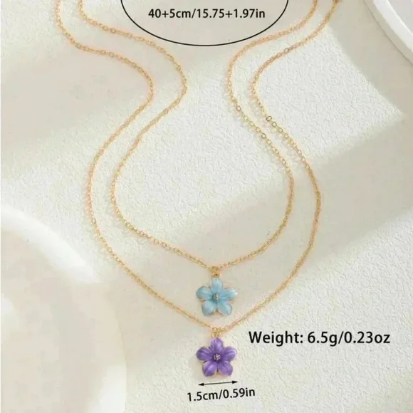 ⚠️Clearance Colorful Flower Gold Necklace - Picture 11 of 11